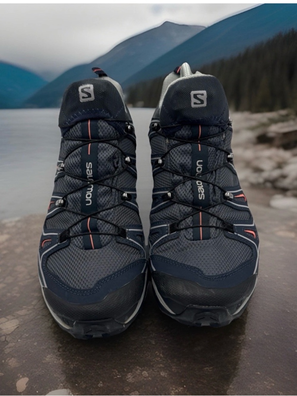 Salomon Women's Navy and Red Accent Trail Sneakers